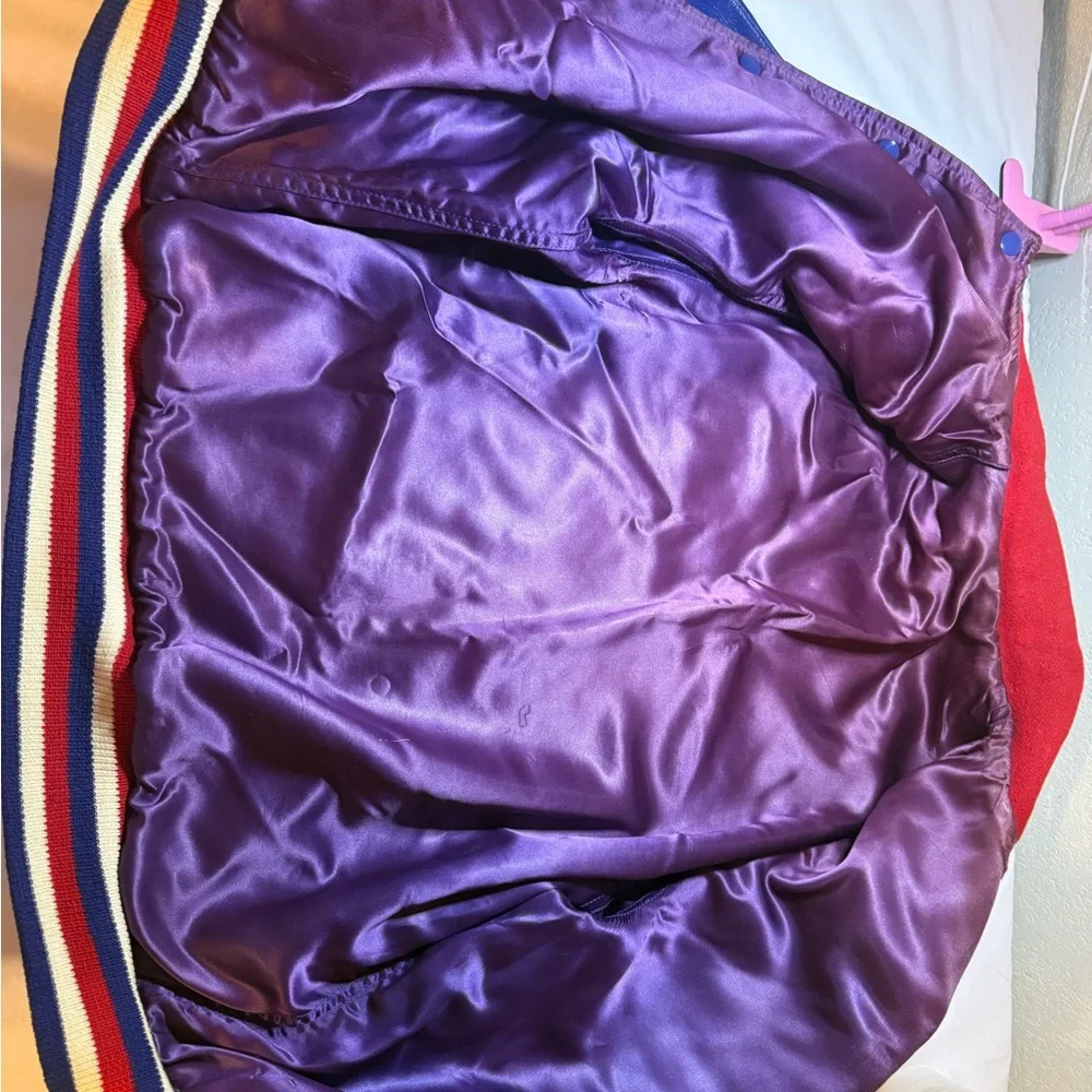 Red and Blue Satin Lined Varsity Jacket 1960’s - Picture 2 of 6